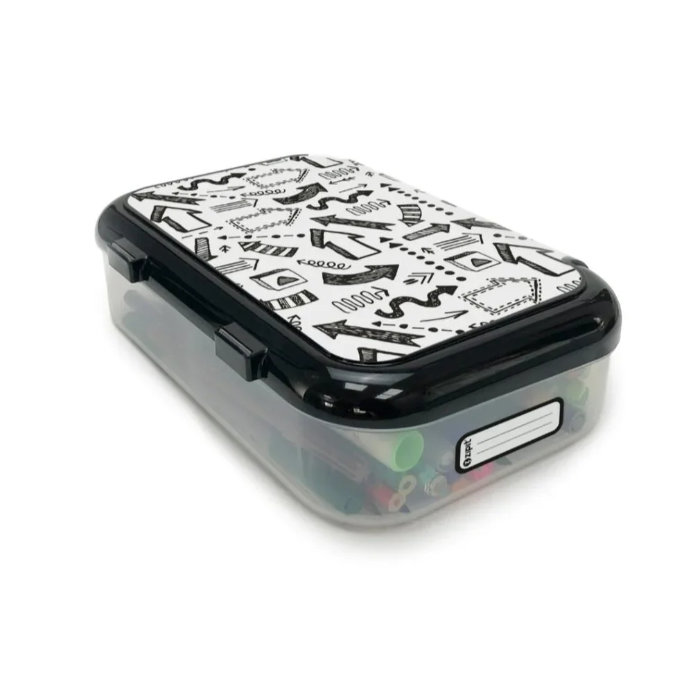 ZIPIT Recycled Plastic Pencil/Storage Box - black and white